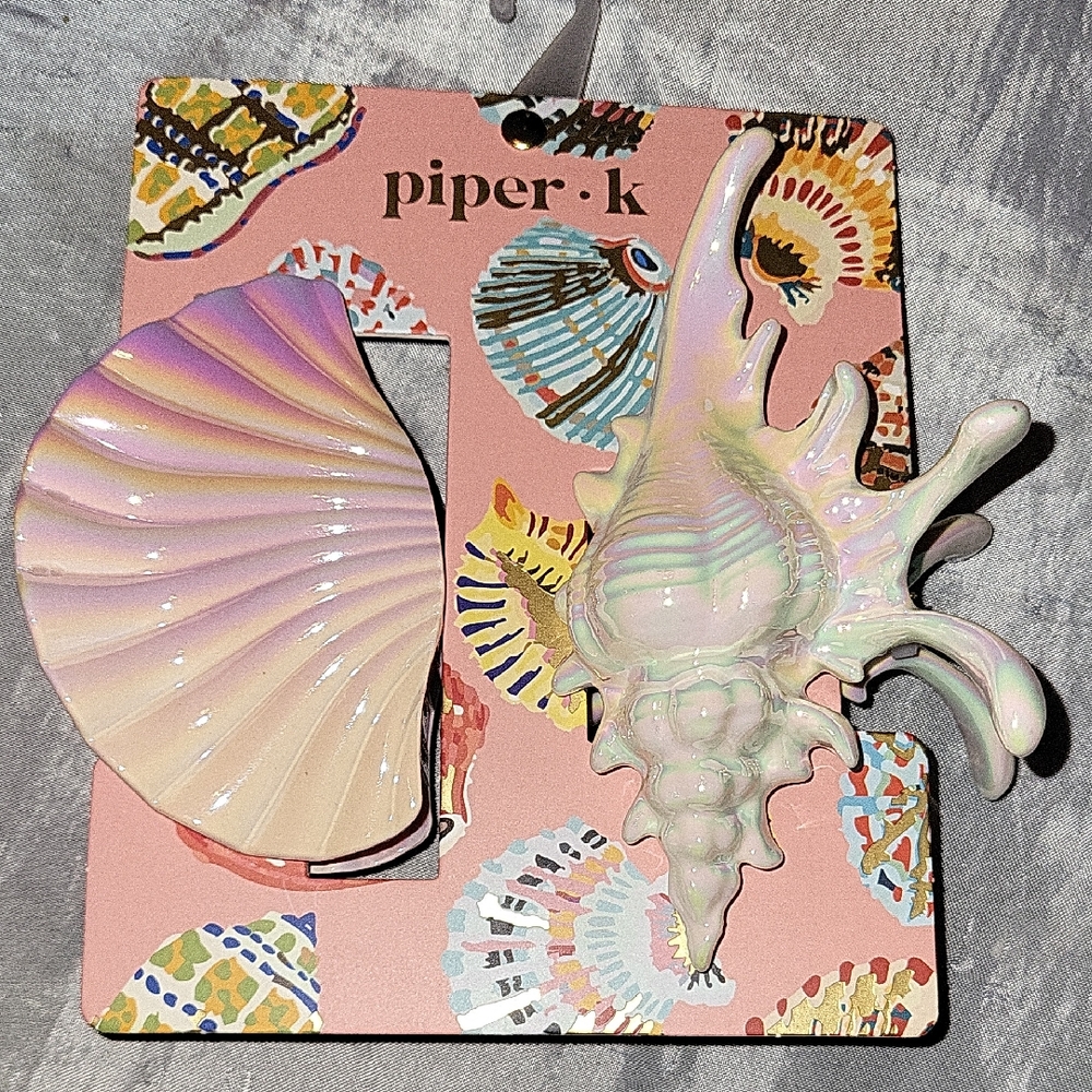 PIper K Iridescent Seashell Hair Clips - Pink & Pearl La